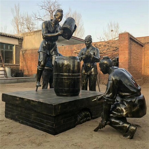玻璃鋼打酒人物雕塑，酒文化雕塑加工廠家,酒文化主題雕塑