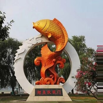 鏡面不銹鋼鯉魚躍龍門雕塑公司