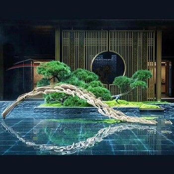 鏡面不銹鋼鯉魚(yú)躍龍門(mén)雕塑擺件