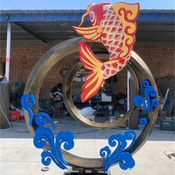 鏡面不銹鋼鯉魚躍龍門雕塑公司