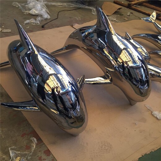 抽象几何动物雕塑海豚雕塑加工定制,海洋动物雕塑