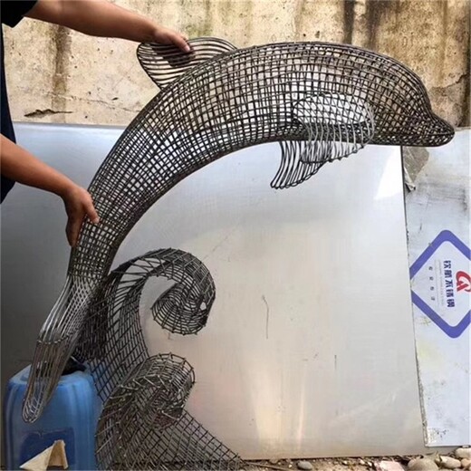 不锈钢抽象海豚雕塑制作