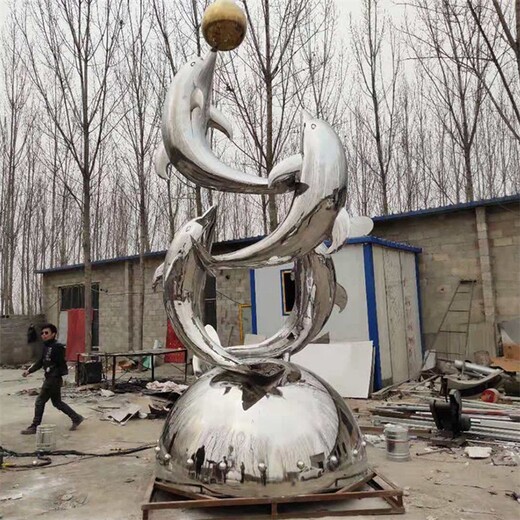 不銹鋼鏤空動(dòng)物雕塑，海豚雕塑加工定制,海洋動(dòng)物雕塑