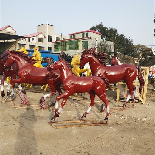 曲阳动物马雕塑，玻璃钢马雕塑加工厂家,仿真动物雕塑