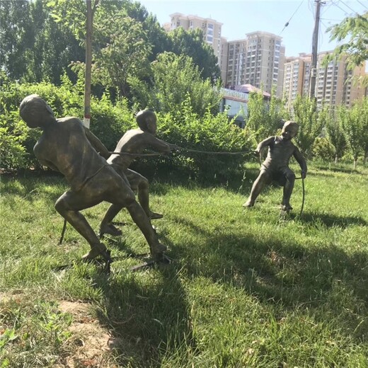 仿銅童趣雕塑定制,兒童玩耍銅雕塑