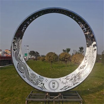 地產(chǎn)售樓處不銹鋼圓環(huán)月亮雕塑寓意