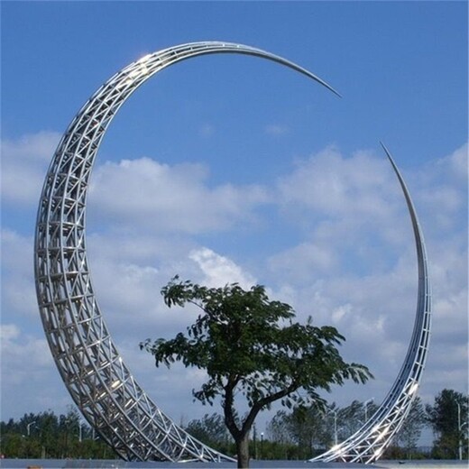 公园不锈钢圆环月亮雕塑艺术品