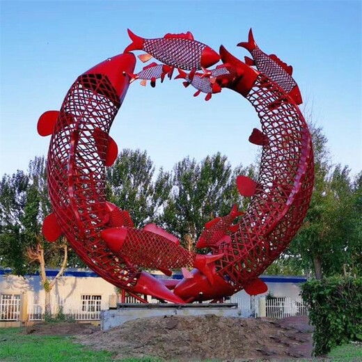 不锈钢抽象鲤鱼雕塑定制厂家