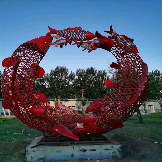 鏤空鯉魚雕塑，不銹鋼鯉魚雕塑制作廠家