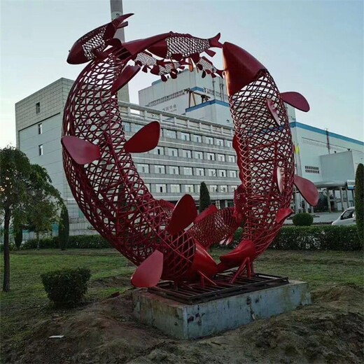 不銹鋼鯉魚雕塑，鏡面鯉魚雕塑圖片,鯉魚躍龍門雕塑，