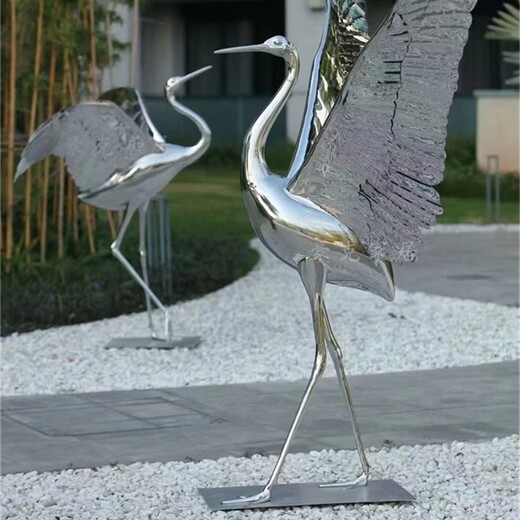 创意不锈钢仙鹤雕塑加工