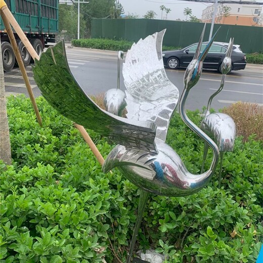 戶外不銹鋼仙鶴雕塑擺件