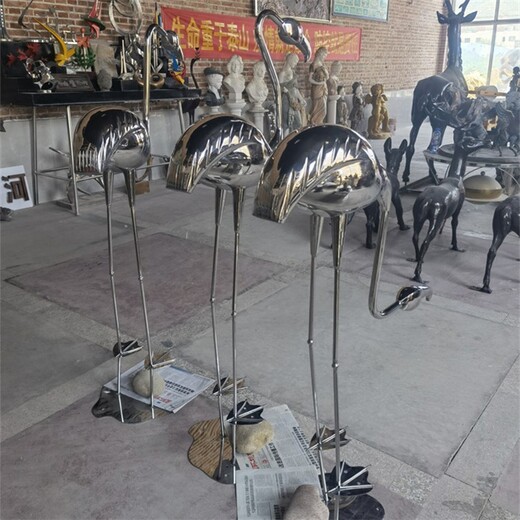 仿真不銹鋼仙鶴雕塑制作加工廠