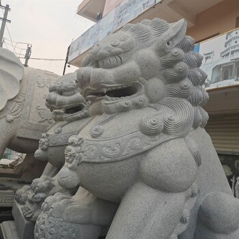 石雕獅子廠古建景區(qū)石獅子擺件青石石刻吉祥獸園林景觀石雕動物定制