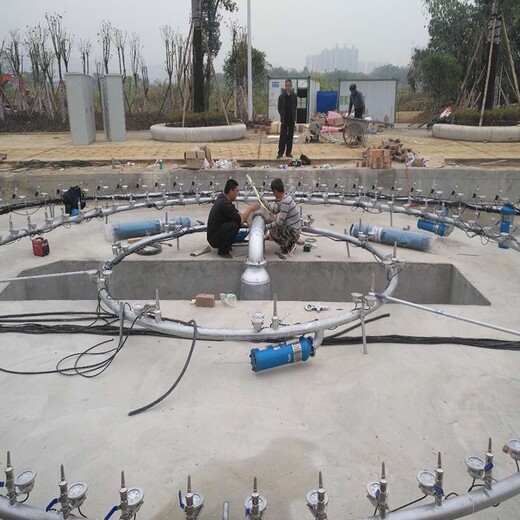 湖南长沙广场旱喷设备安装-矩阵跑泉
