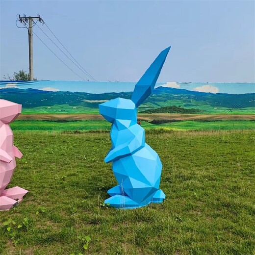 公园不锈钢几何兔子雕塑加工厂家