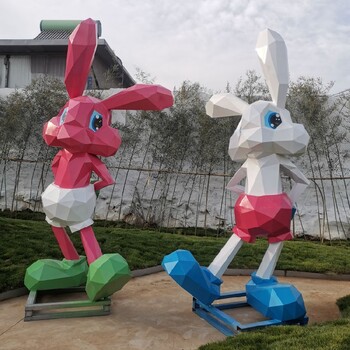售楼处不锈钢切面兔子雕塑制作安装厂家