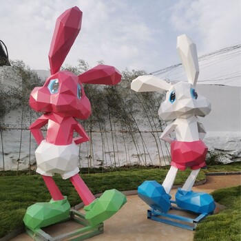 商场不锈钢切面兔子雕塑制作厂家