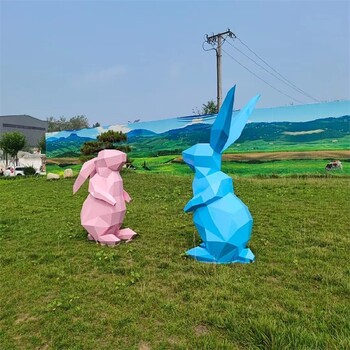 小区不锈钢切面兔子雕塑制作厂家