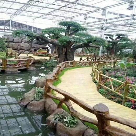 沧州生态园大型人造水泥仿真假树门口造型逼真