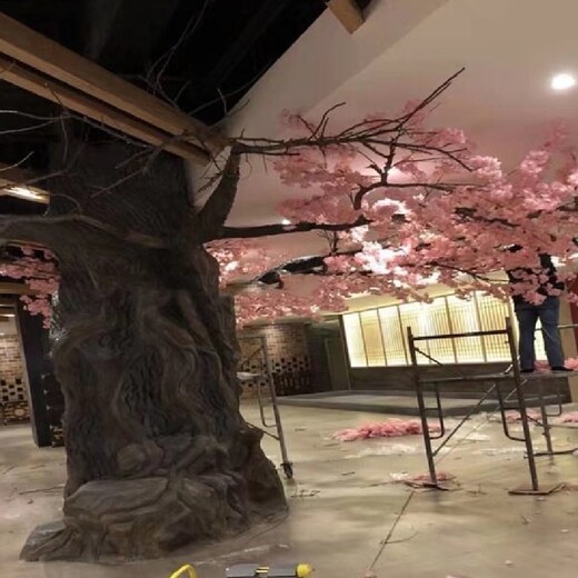 密云村口水泥假樹餐廳水泥仿真桃花樹廠家-假樹施工隊