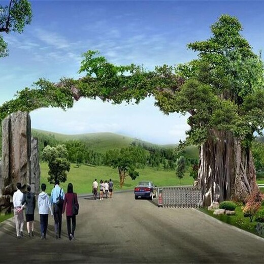 石家莊裕華區公園仿真假樹大門設計施工-假山假樹施工隊