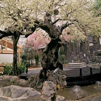淄博大型景觀大門生態(tài)園假樹大門公司-造型優(yōu)美工期短