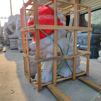漢白玉花崗巖石雕獅子制作公園門口獅子擺件大石建設