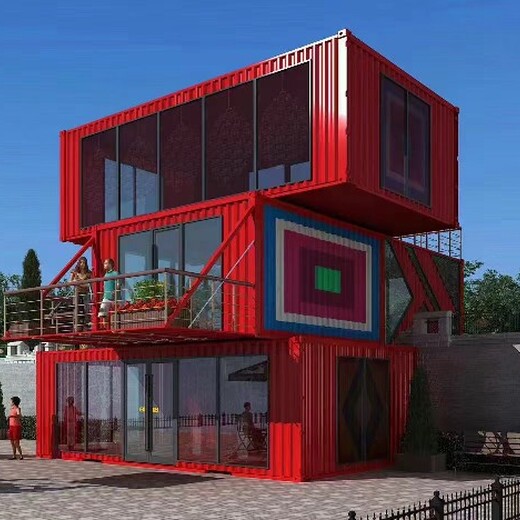 山东烟台莱州市小吃街美食城创意集装箱钢结构房