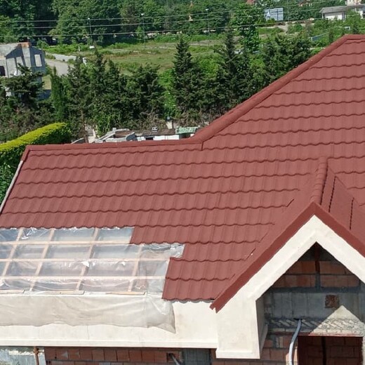马鞍山金属彩石瓦钢构屋顶,彩石金属瓦