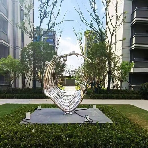 訂制不銹鋼浪花雕塑擺件