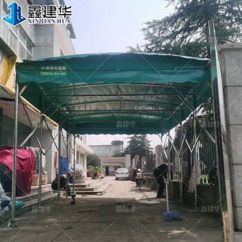 工厂移动仓库篷工厂悬空伸缩雨棚采用pvc阻燃布