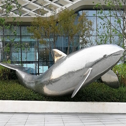 水景不锈钢鲸鱼雕塑