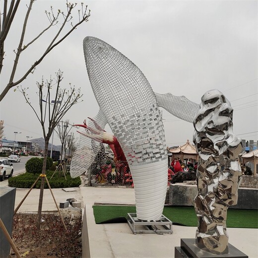公园不锈钢鲸鱼雕塑模型