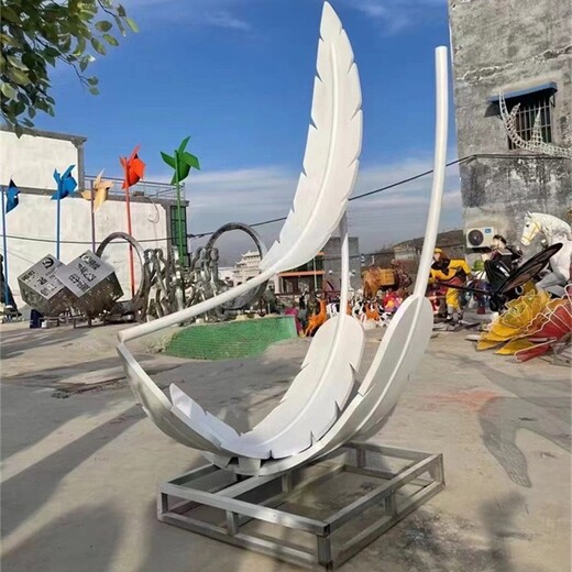 鏡面羽毛雕塑，抽象羽毛雕塑加工廠家,抽象景觀雕塑