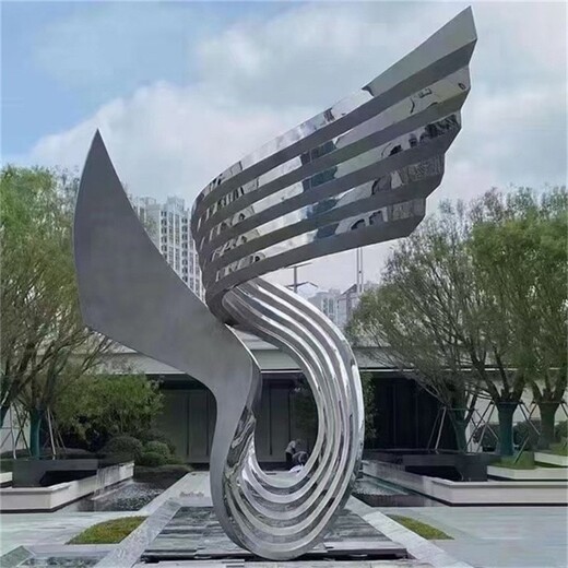 抽象風(fēng)尾雕塑不銹鋼園林景觀雕塑定制