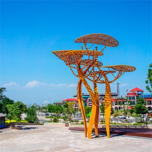 公园不锈钢抽象发光树雕塑造型