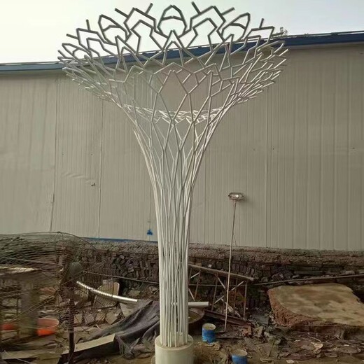 大型不锈钢抽象发光树雕塑定做厂家
