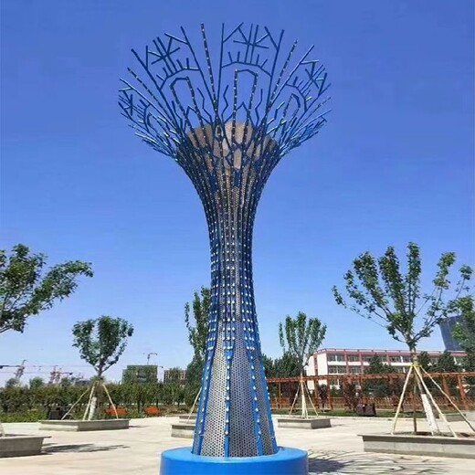 城市不銹鋼抽象發(fā)光樹雕塑造型