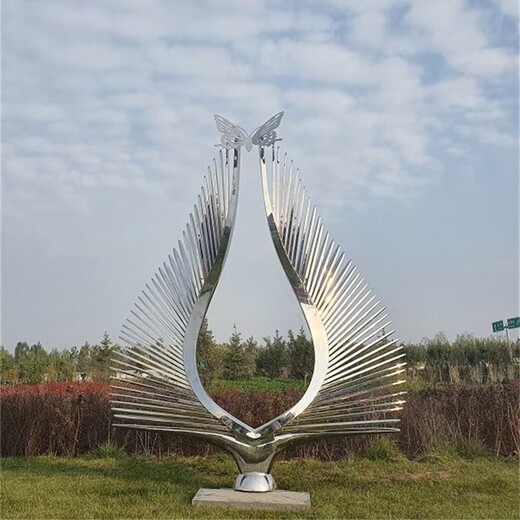 不锈钢镜面翅膀雕塑房地产景观雕塑制作厂家