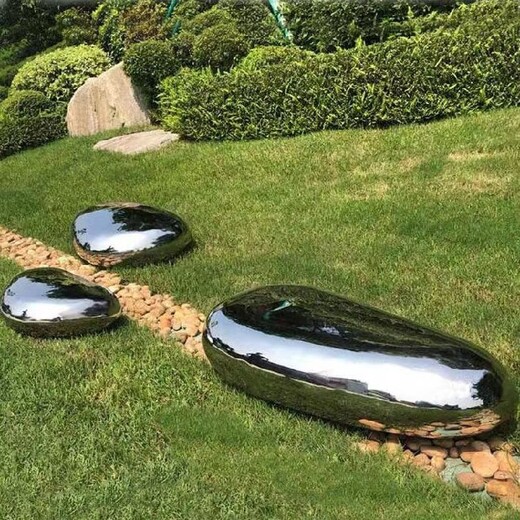 抽象不銹鋼鵝卵石雕塑裝飾