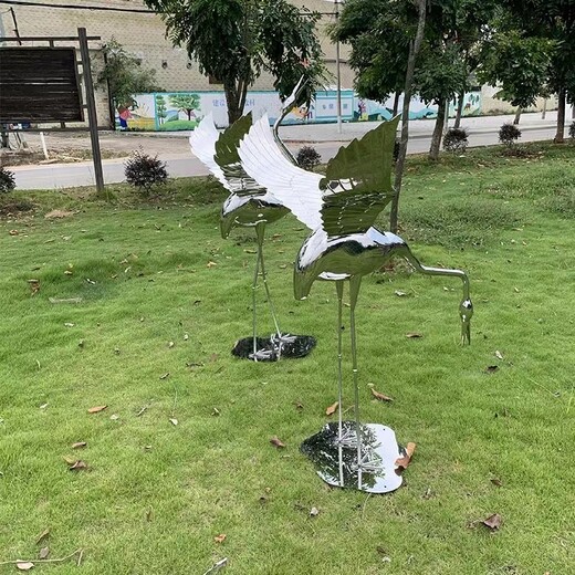 鏡面不銹鋼仙鶴雕塑