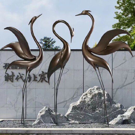 宁夏定制不锈钢仙鹤雕塑，仿真仙鹤模型