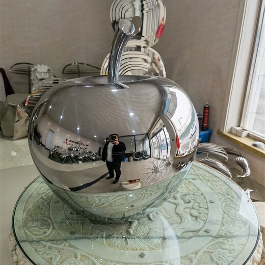 金屬不銹鋼蘋果雕塑擺設(shè)
