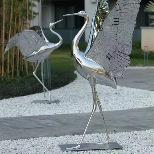 重庆加工不锈钢仙鹤雕塑，仿真仙鹤模型