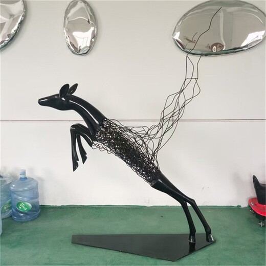 动物不锈钢丝鹿雕塑装饰