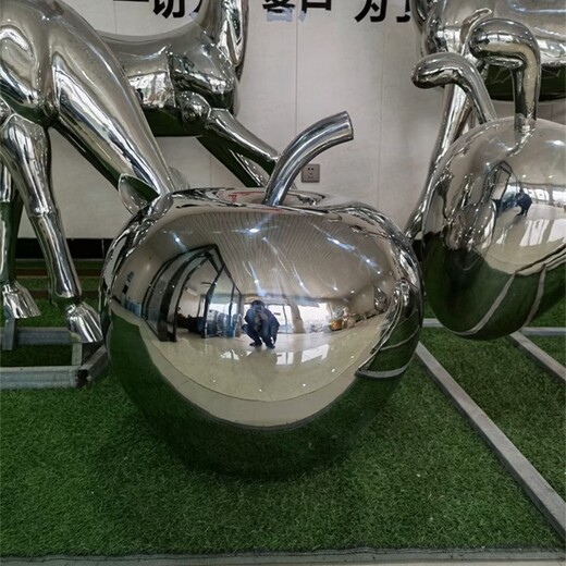 仿真不銹鋼蘋(píng)果雕塑景觀小品