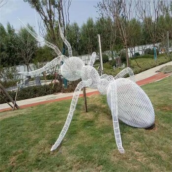 鏤空編織不銹鋼螞蟻雕塑工藝品