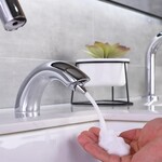 酒店家用台面水龙头式感应皂液器卫生间自动泡沫洗手液机黄铜大体