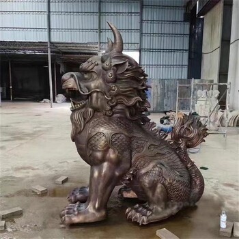 城市鑄銅麒麟雕塑小品